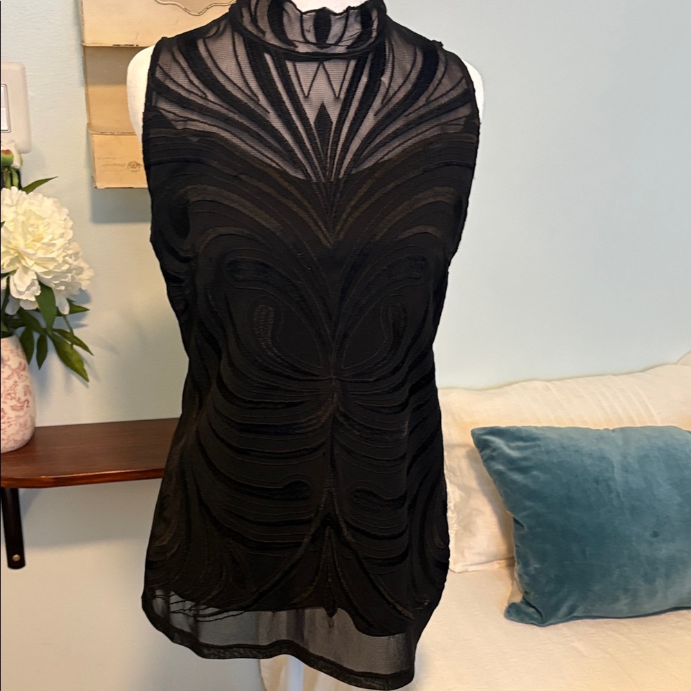 INC International Concepts Black Sheer Top